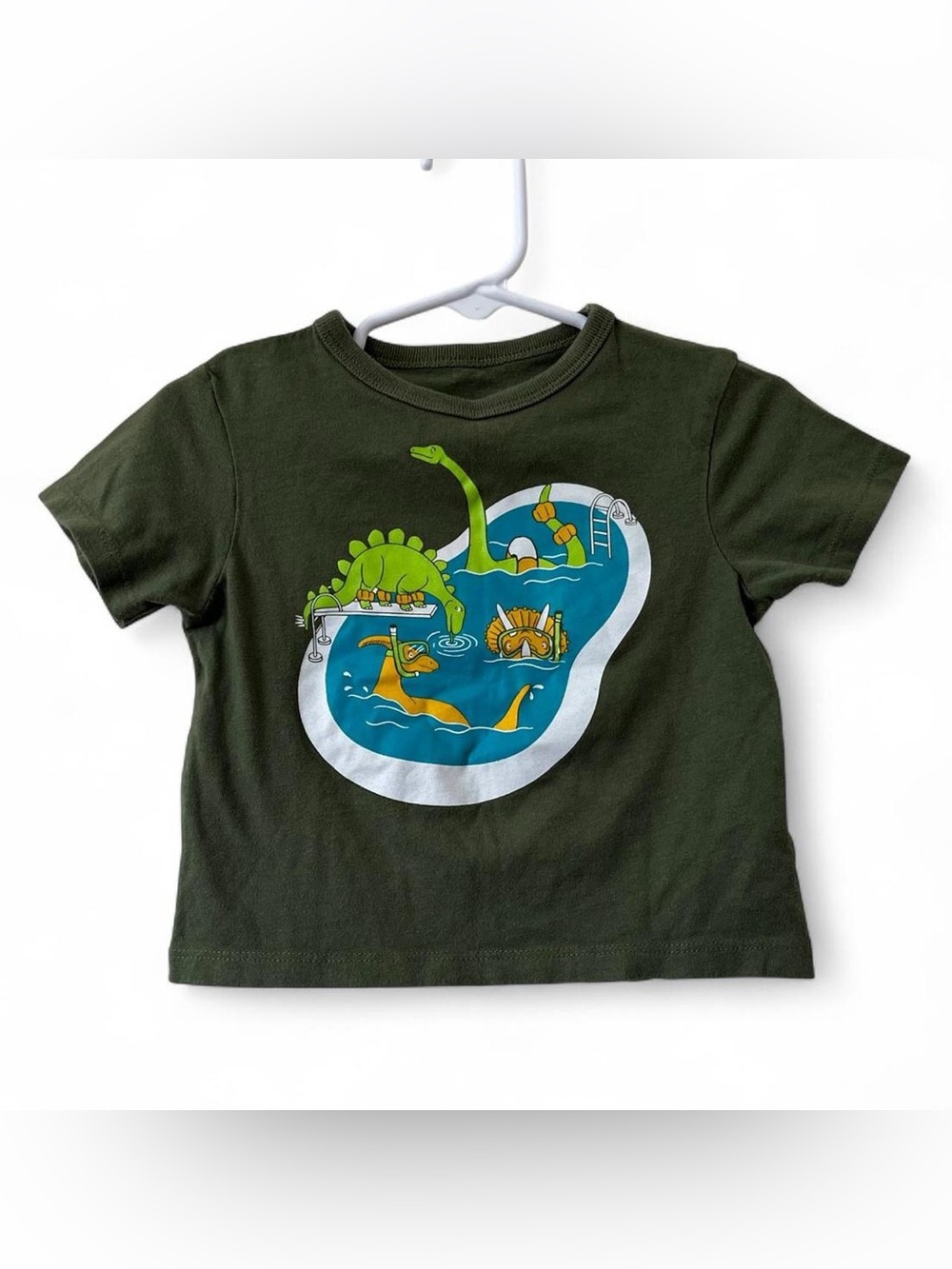 100% Cotton Short Sleeve Dino Graphic Shirt Hunter Green Children’s Place 12-18M